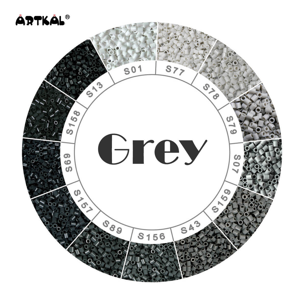 Grey-Midi 1000 beads Single Pack