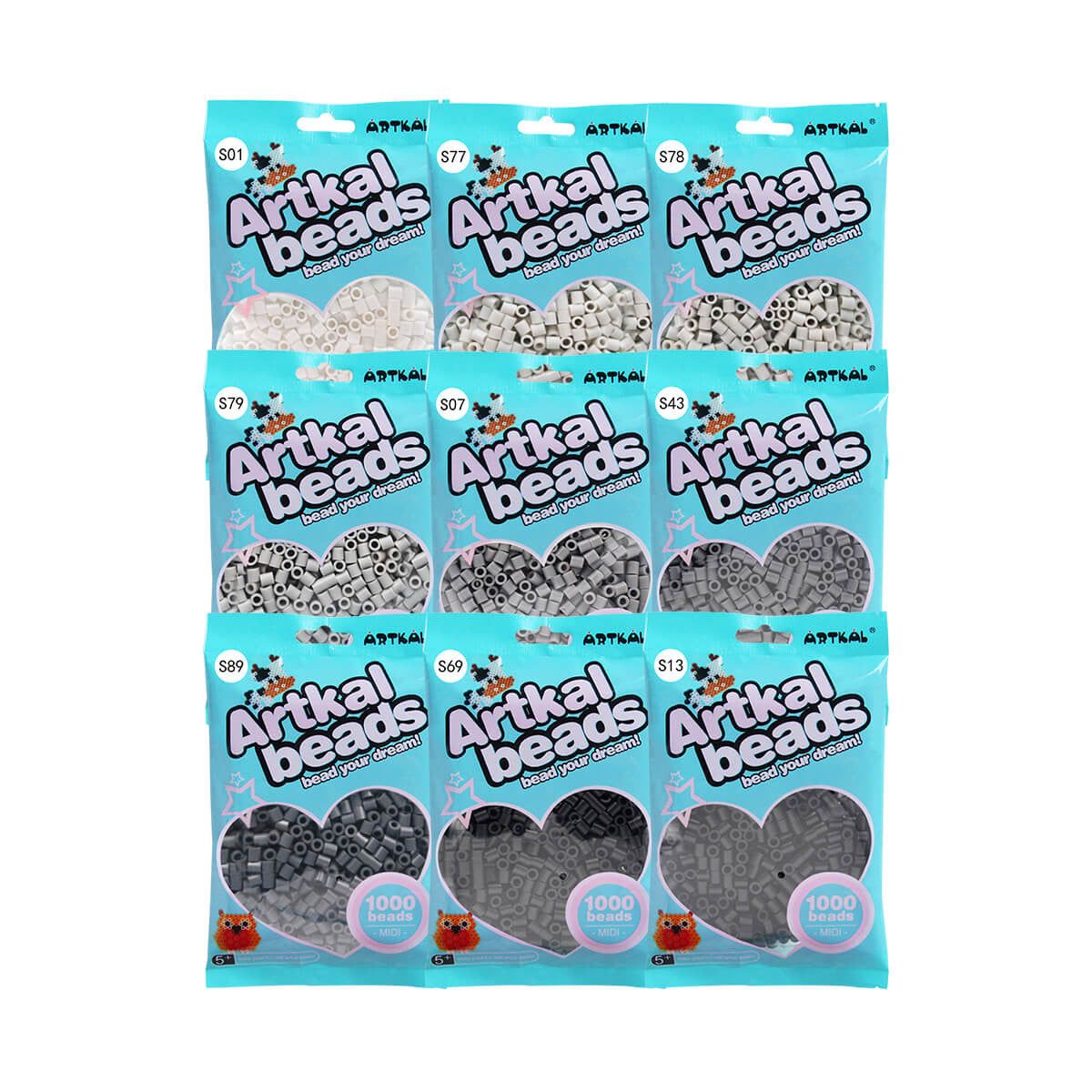 SB1000-GRAY Midi S-5mm  Artkal beads 1000 Count Pack