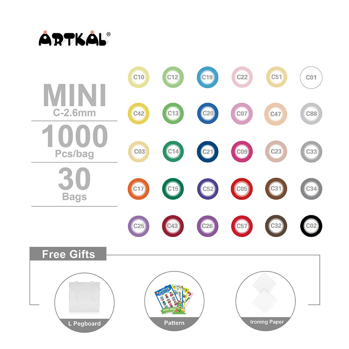 30 bags Mini C-2.6mm 1000 Count Pack ( CB1000-30)