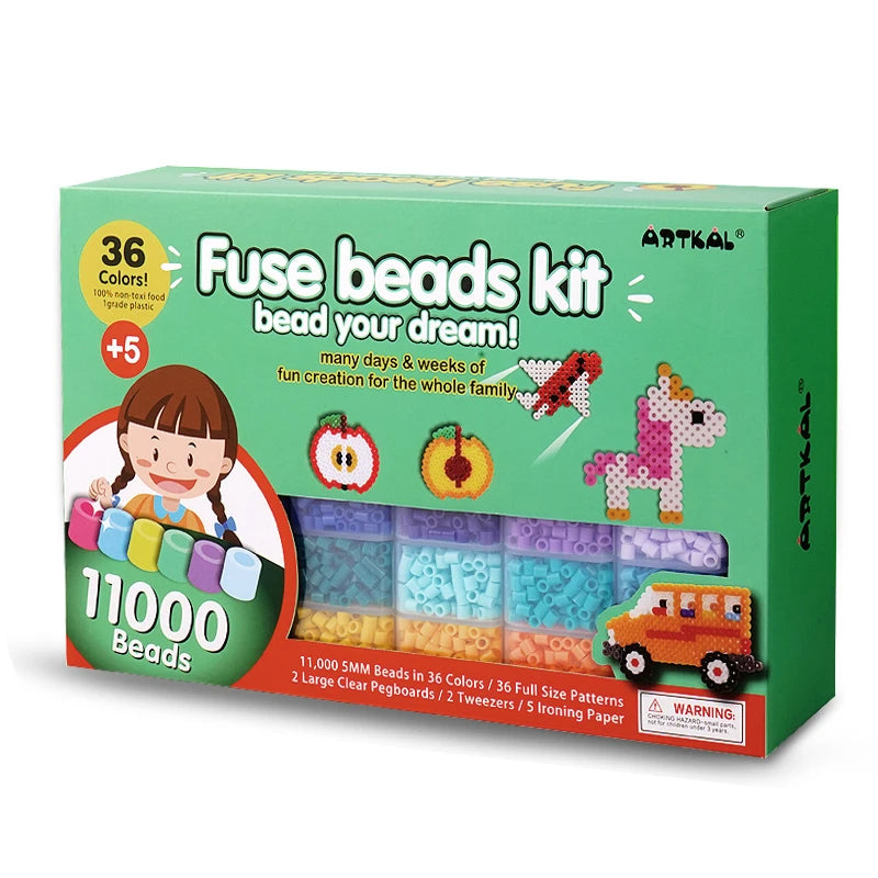 36 Color Box Set S-5mm Midi Beads Kit with Pegboards, Accessories