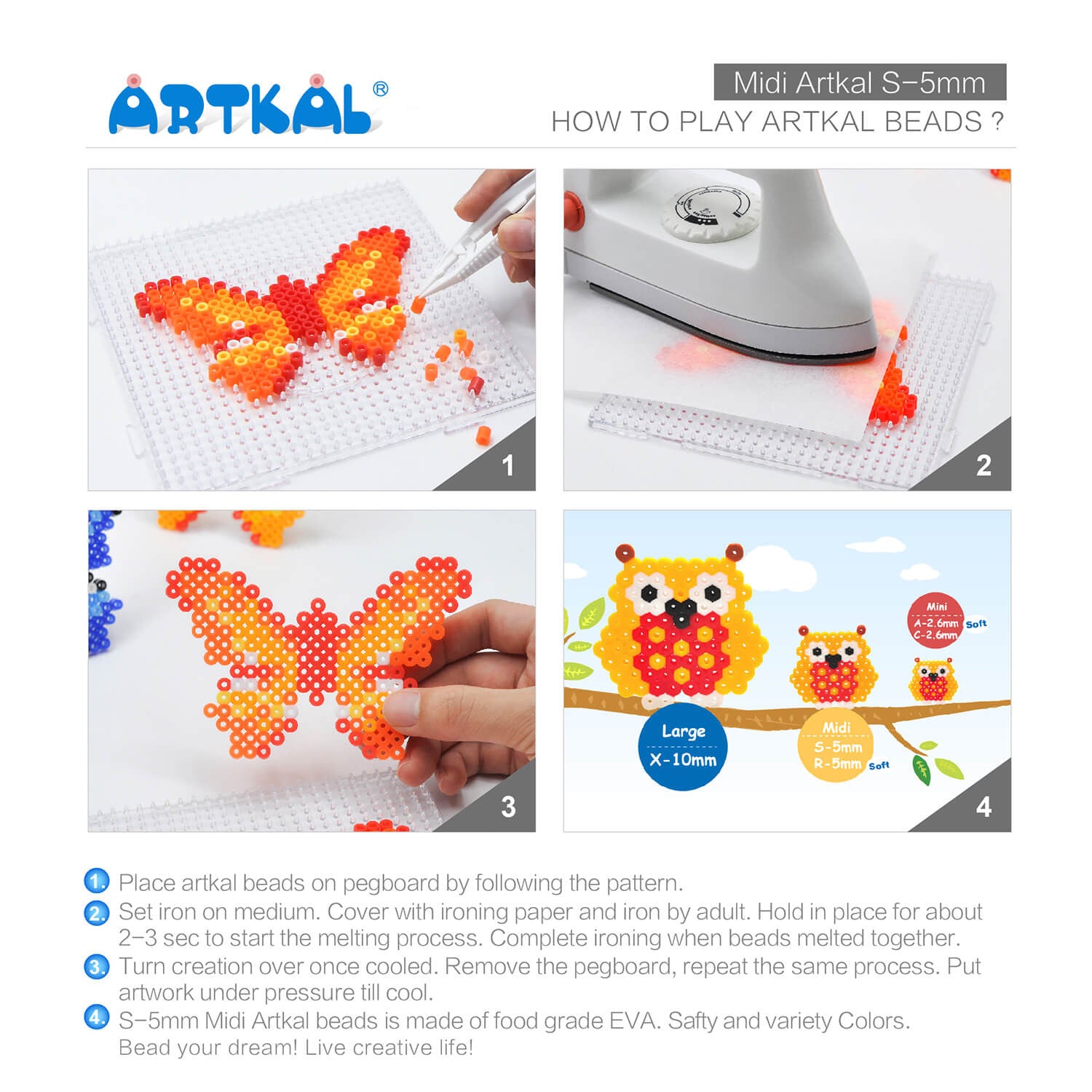 SB1000-GRAY Midi S-5mm  Artkal beads 1000 Count Pack